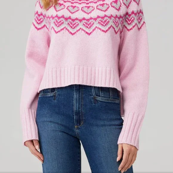 LoveShackFancy Tobi Sweater - Pink Heart Nordic Turtleneck  L - gently used - Picture 6 of 6